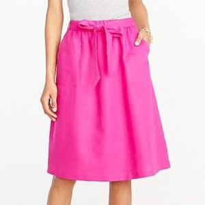 J. Crew•Pink Pull on Bow Midi Skirt